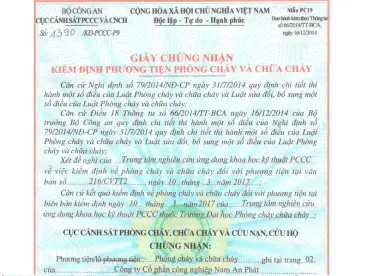 Kiểm Định Phòng Cháy